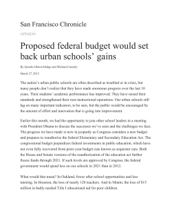 Proposed federal budget would set back urban schools` gains