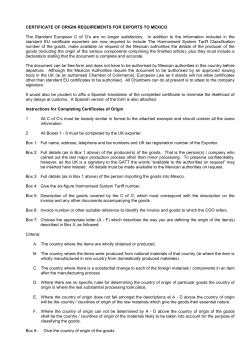new certificate of origin requirements for exports to mexico