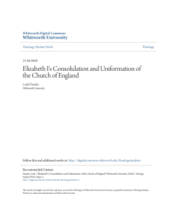 Elizabeth I`s Consolidation and Uniformation of the Church of England
