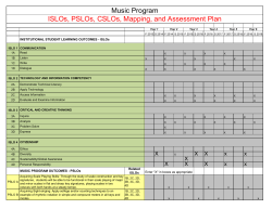Music Program ISLOs, PSLOs, CSLOs, Mapping, and Assessment