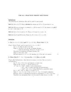 CSE 311: PRACTICE PROOF SOLUTIONS Definitions The following
