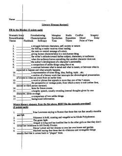 Name: Literary Element Review!! Fill in the