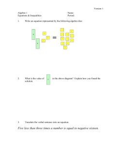 Five less than three times a number is equal to negative sixteen.