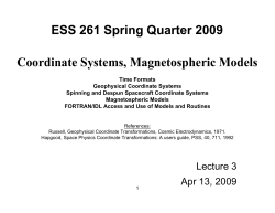 Coordinate Systems, Magnetospheric Models ESS