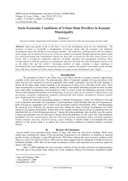 Socio Economic Conditions of Urban Slum Dwellers in