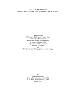 THE CULTURAL ECOLOGY OF PASTORALISM IN ERITREA: A