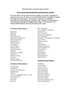 POS 2041 Mid-Term Study Guide, Fall 2012 Please