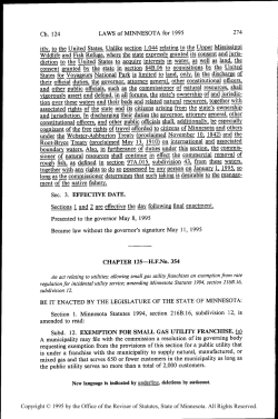 LAWS of MINNESOTA for 1995 Subd. 12. EXEMPTION FOR SMALL