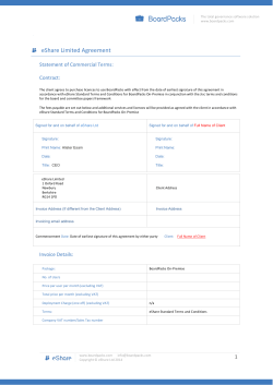 On-Premise Statement of Commercial Terms and