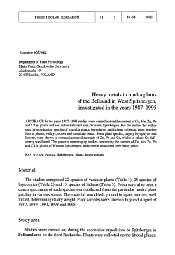Heavy metals in tundra plants of the Bellsund in West Spitsbergen