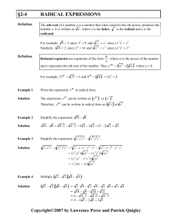 2-4 RADICAL EXPRESSIONS