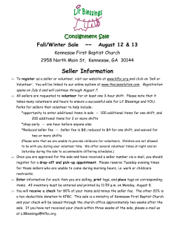 Seller Information - Kennesaw First Baptist Church
