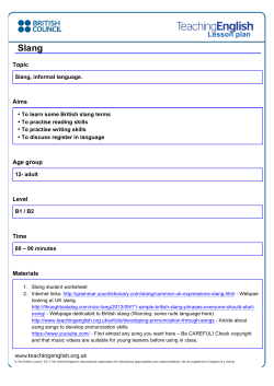 Slang lesson plan