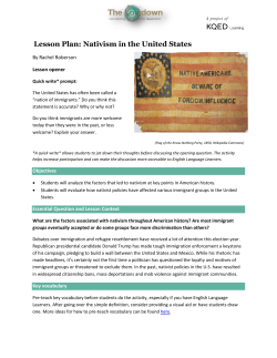Lesson Plan: Nativism in the United States