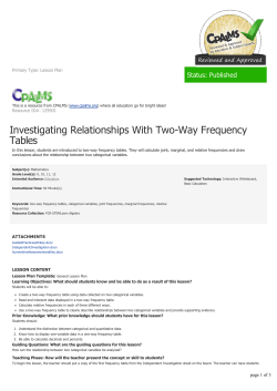 Investigating Relationships With Two-Way Frequency Tables