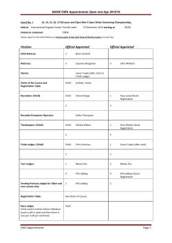 SNSW OWS Appointments Open and Age 2015/16