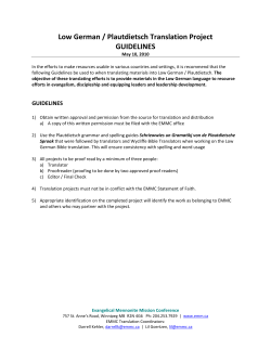 Low German / Plautdietsch Translation Project