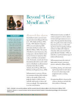 Beyond &ldquo;I Give Myself an A&rdquo;