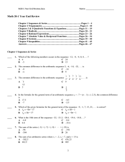 Math 20-1 Year End Review