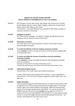 84 MINUTES OF THE FULL COUNCIL MEETING held on TUESDAY