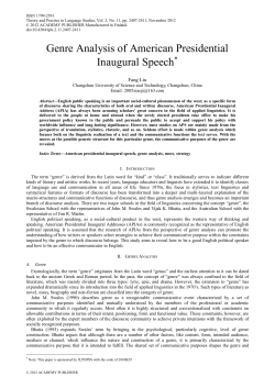 Genre Analysis of American Presidential Inaugural Speech