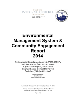 2014 Annual EMT Report - Sudbury Integrated Nickel Operations
