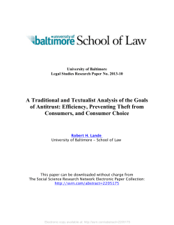 A Traditional and Textualist Analysis of the Goals of Antitrust