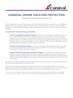 Carnival`s Cruise Vacation Protection