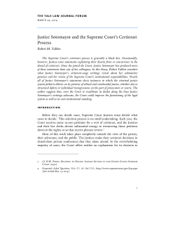 Justice Sotomayor and the Supreme Court`s Certiorari Process