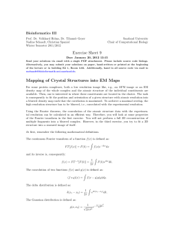Exercise Sheet 9 Mapping of Crystal Structures into EM Maps