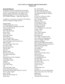 LOVE YOUR CLASSROOM LIBRARY BOOK DRIVE