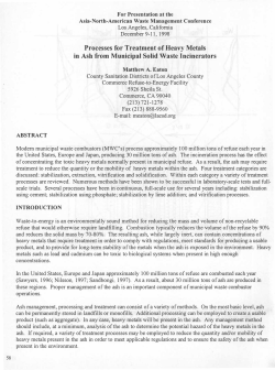 Processes for Treatment of Heavy Metals in Ash from Municipal