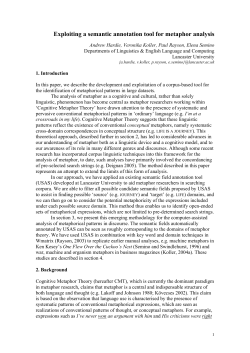 Exploiting a semantic annotation tool for metaphor analysis