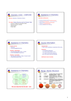 Assistance in Chemistry Assistance in Chemistry Assistance in