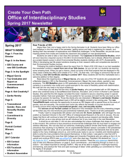 IDS Newsletter Spring 2017 - Interdisciplinary Studies