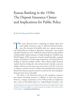 Kansas Banking in the 1930s: The Deposit Insurance Choice and
