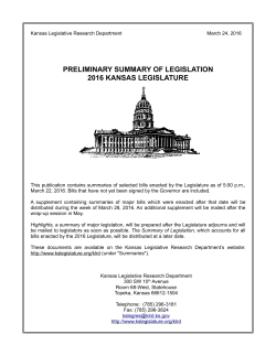 2016 Preliminary Summary of Legislation