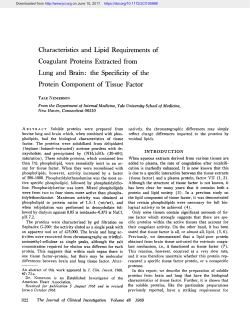 Characteristics and Lipid Requirements of Coagulant Proteins