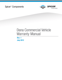Dana Commercial Vehicle Warranty Manual