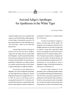 Aravind Adiga`s Apothegm for Apotheosis in the White
