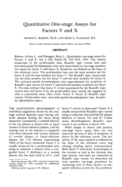 Quantitative One-stage Assays for Factors V and X