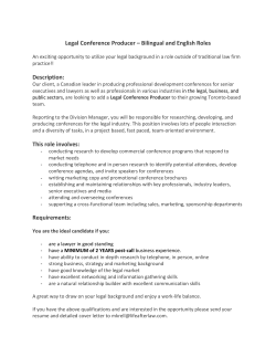 Legal Conference Producer &ndash; Bilingual and English Roles