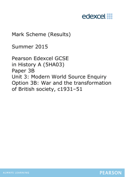 Mark Scheme (Results) Summer 2015 Pearson Edexcel GCSE in