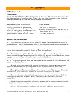 stage 1 – desired results