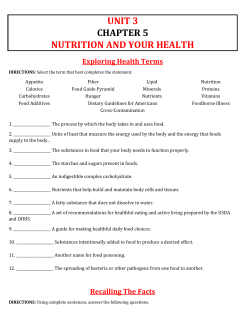 nutrition and your health unit 3 chapter 5