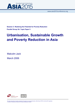 Urbanisation, Sustainable Growth and Poverty Reduction in