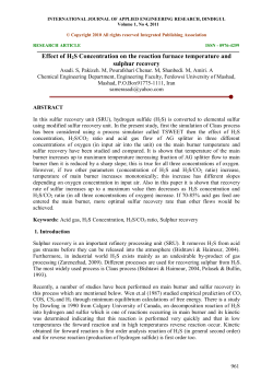 Effect of H2S Concentration on the reaction furnace temperature and