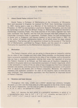 A SHORT NOTE ON A PEDOE`S THEOREM ABOUT TWO