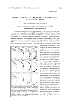 PLASMAS IN BUBBLES IN LIQUIDS AND STREAMERS INTER