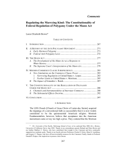 The Constitutionality of Federal Regulation of Polygamy Under the